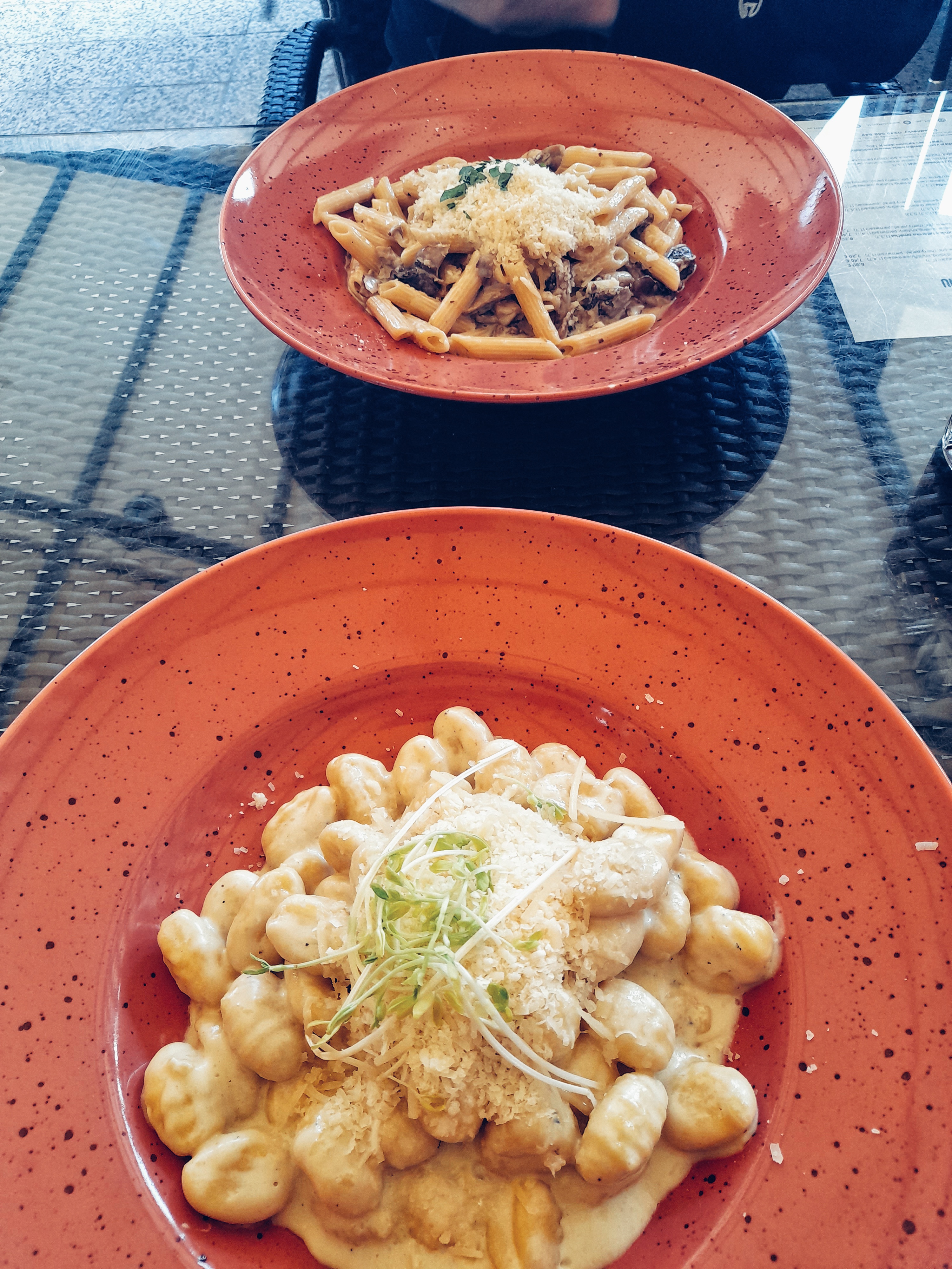 Gnocchi syrová omáčka a penne zo šampiónmi